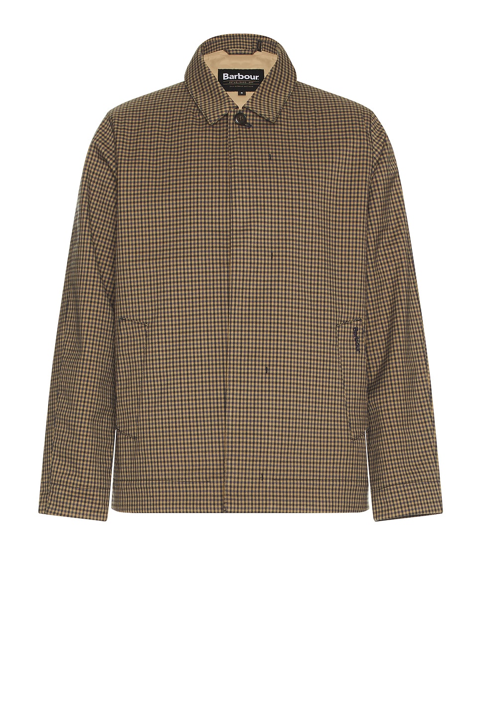 Image 1 of Barbour Check Short Lorden Showerproof Jacket in Stone & Navy Check