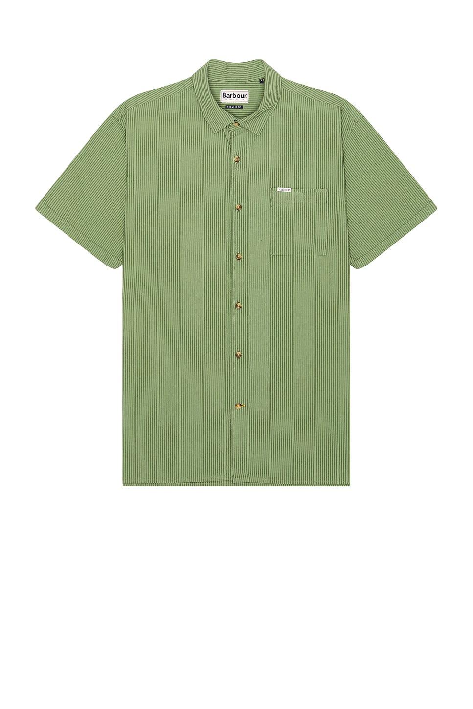 Image 1 of Barbour Thermond Seersucker Summer Shirt in Green
