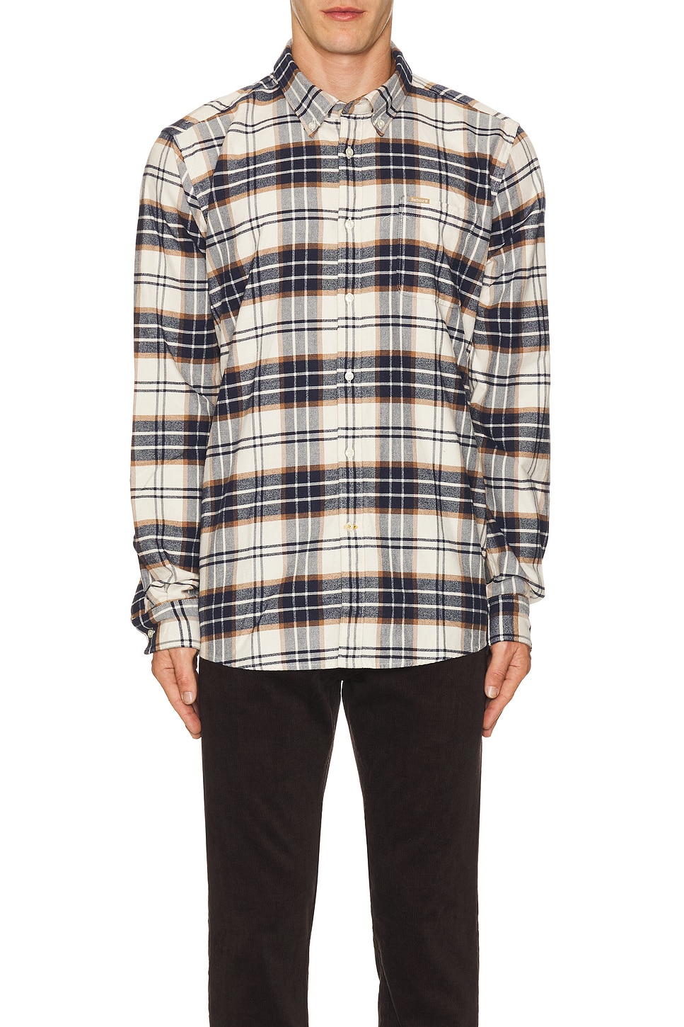 Image 1 of Barbour Portdown Tailored Checked Shirt in Ecru