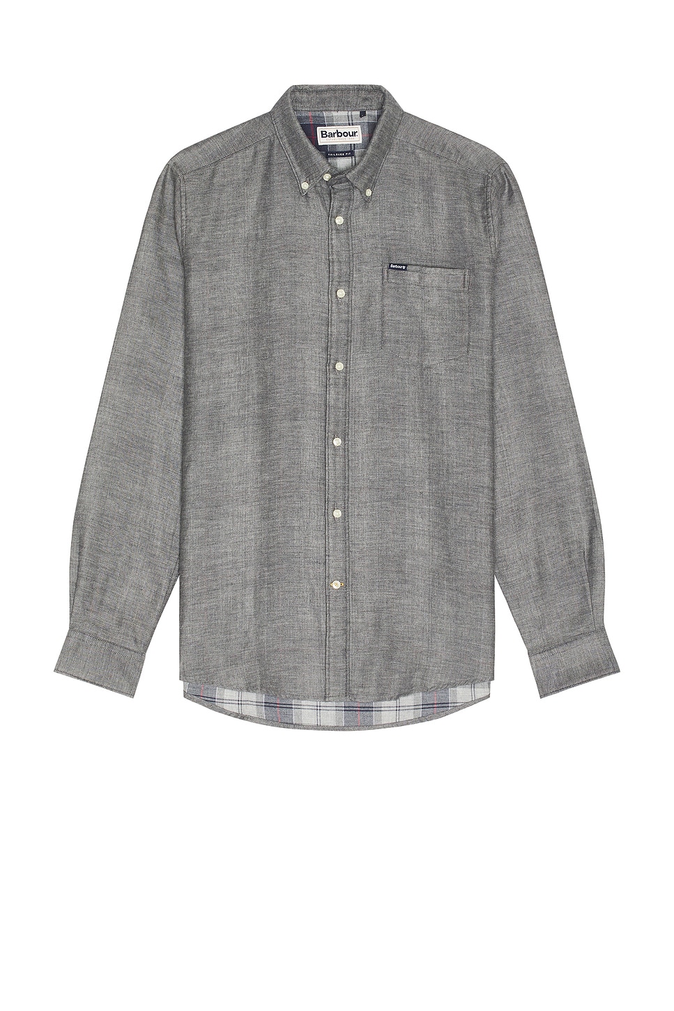 Buckley Tailored Herringbone Shirt in Grey