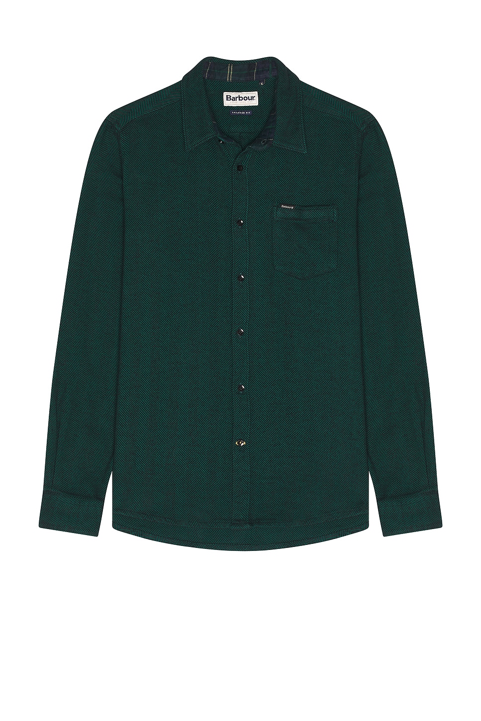 Robertson Tailored Herringbone Shirt in Green