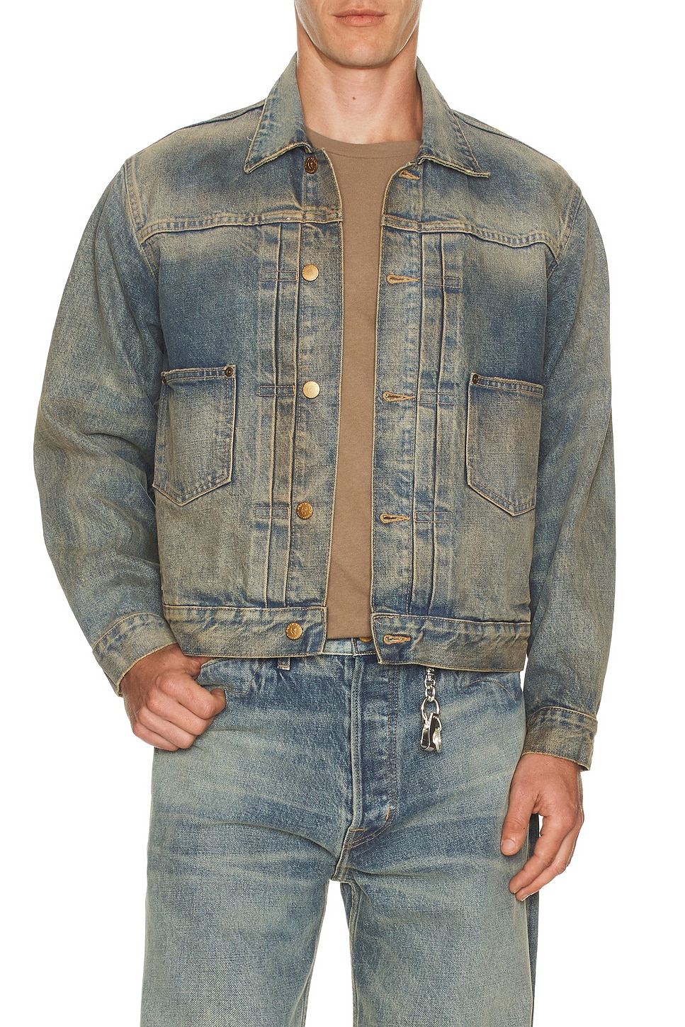Image 1 of Brain Dead 1 4.75oz Denim Trucker Jacket in Washed Indigo