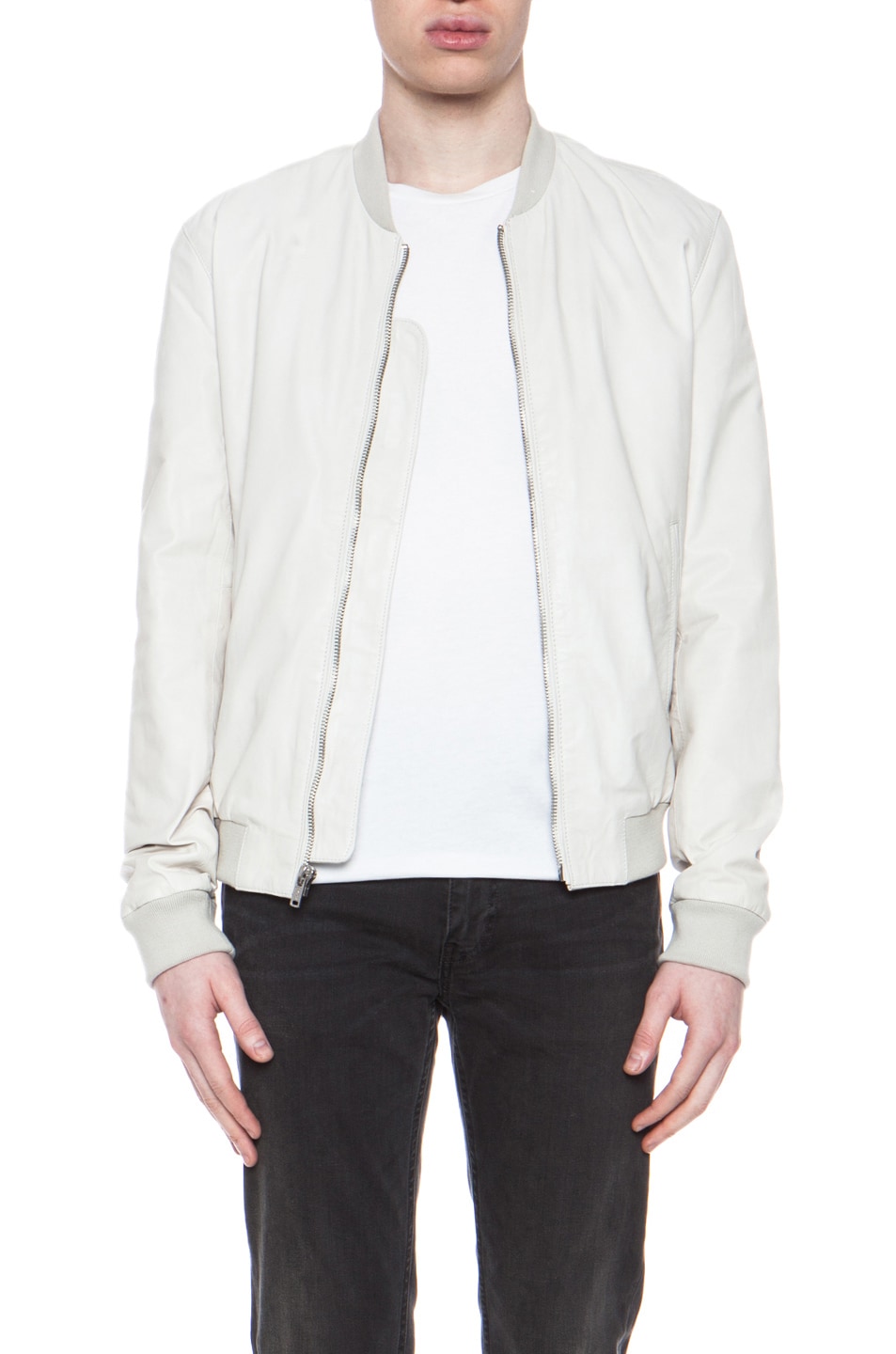 Image 1 of BLK DNM Leather Bomber in Dust White