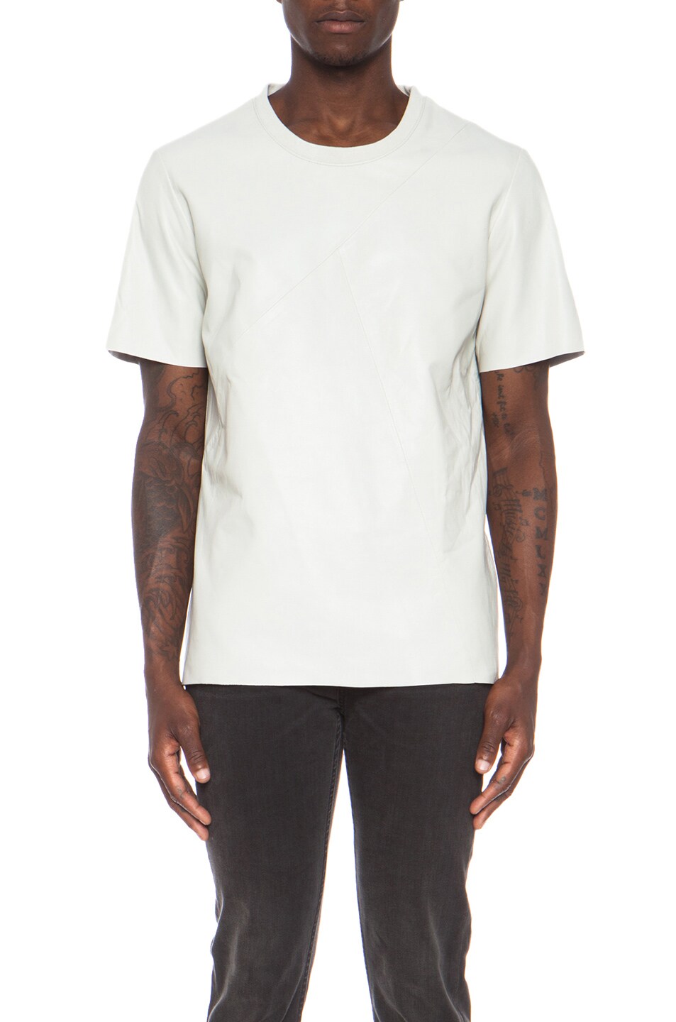 Image 1 of BLK DNM Leather Tee in Dust White