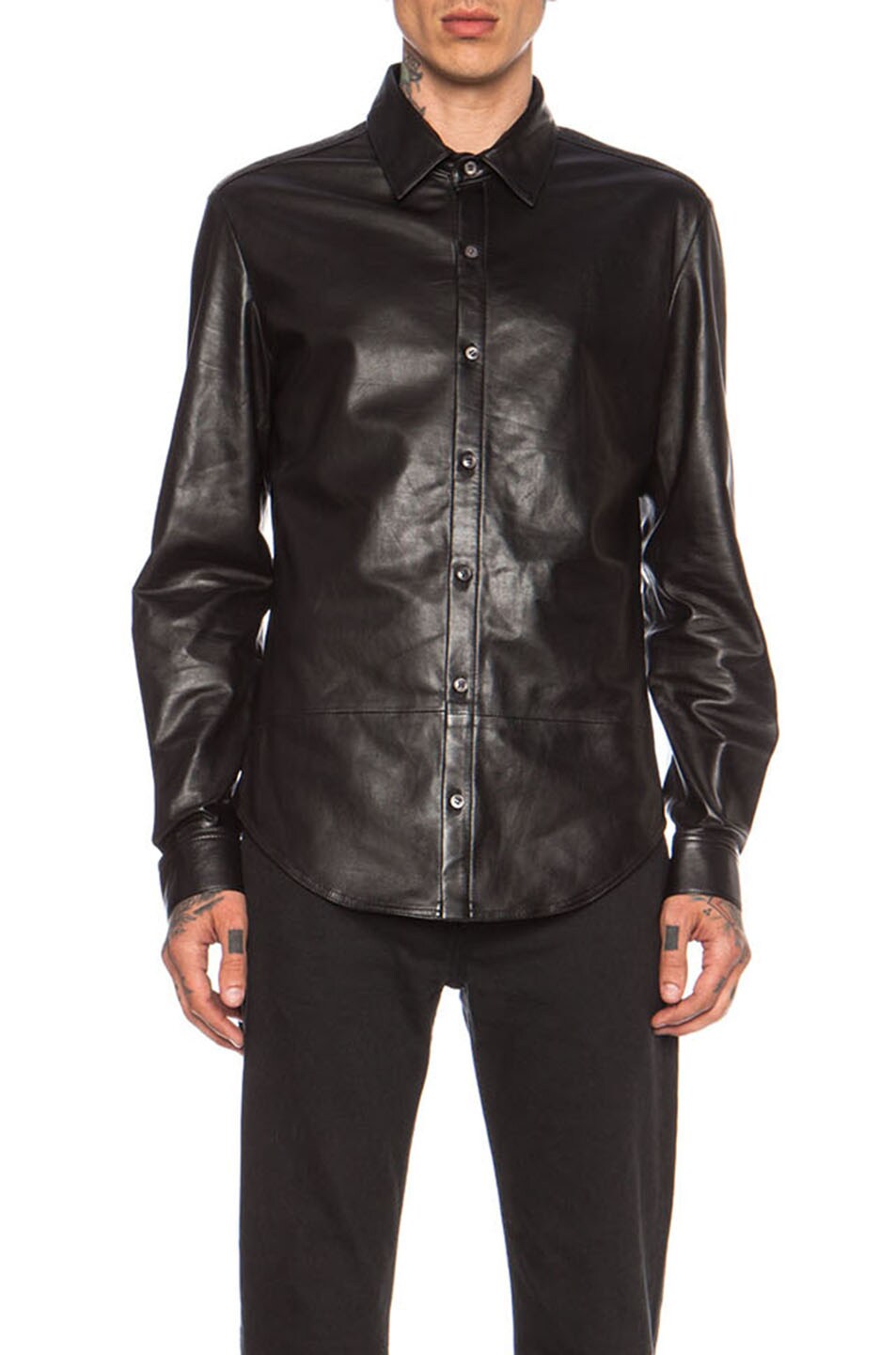 BLK DNM Leather Shirt 15 in Black | FWRD