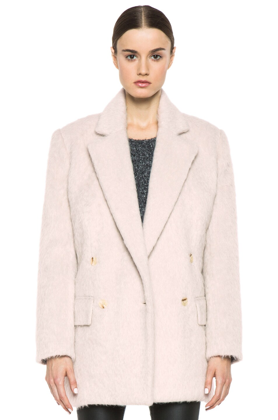 Image 1 of BLK DNM Double Breasted Wool-Blend Coat in Dusty Pink