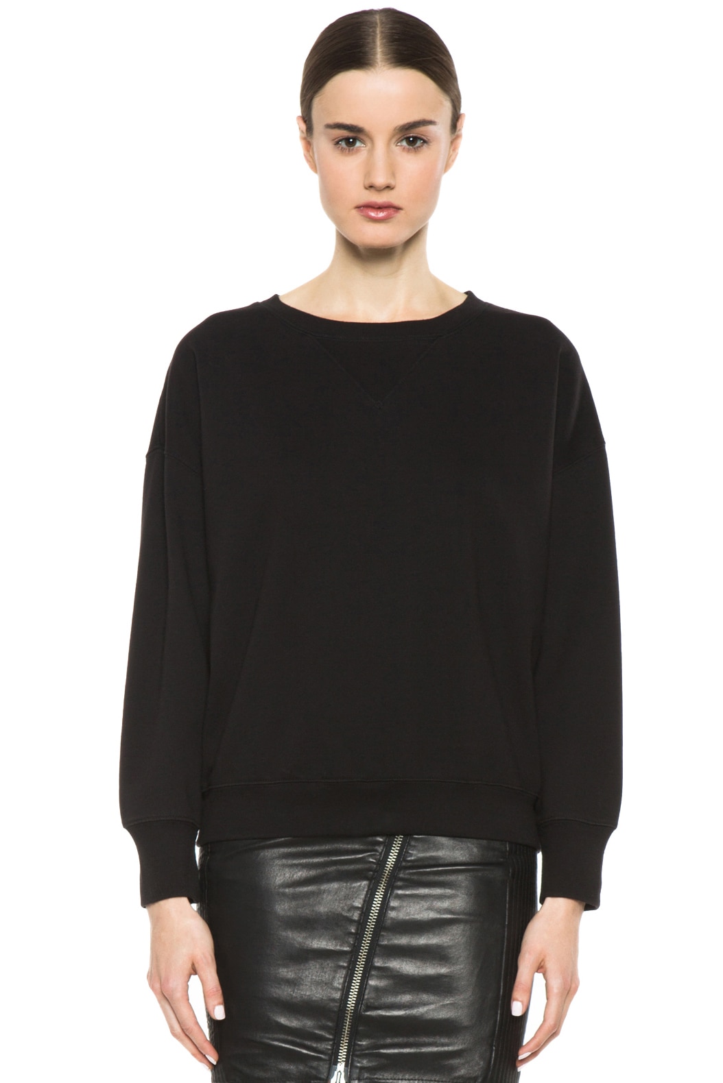 Image 1 of BLK DNM Oversized Dropped Shoulder Cotton-Blend Sweatshirt in Black