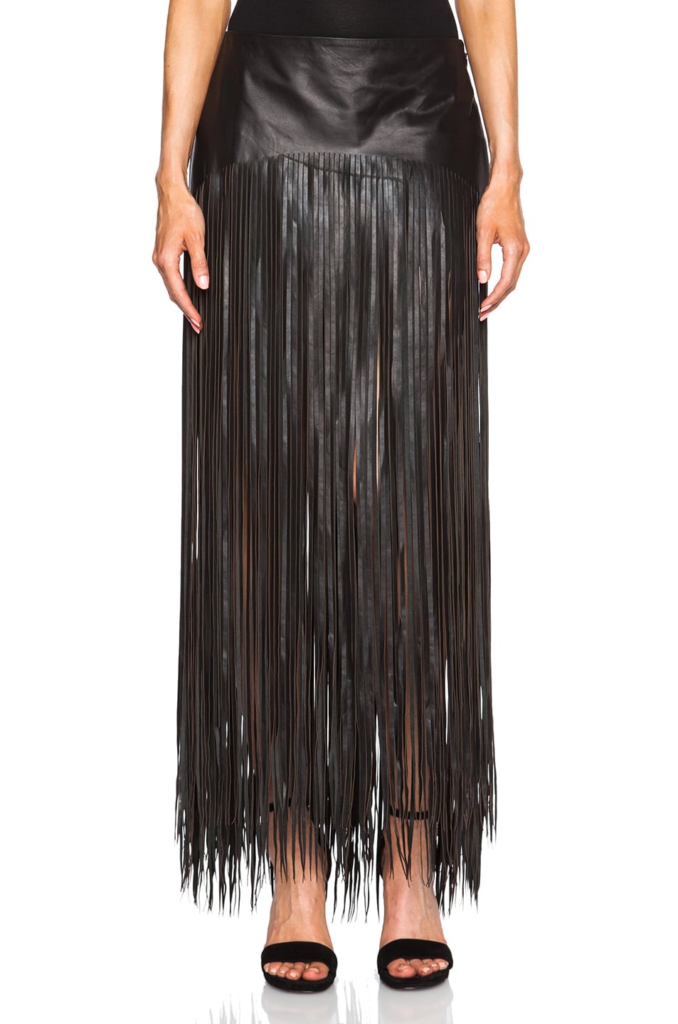 Image 1 of BLK DNM Fringe Leather Skirt 21 in Black