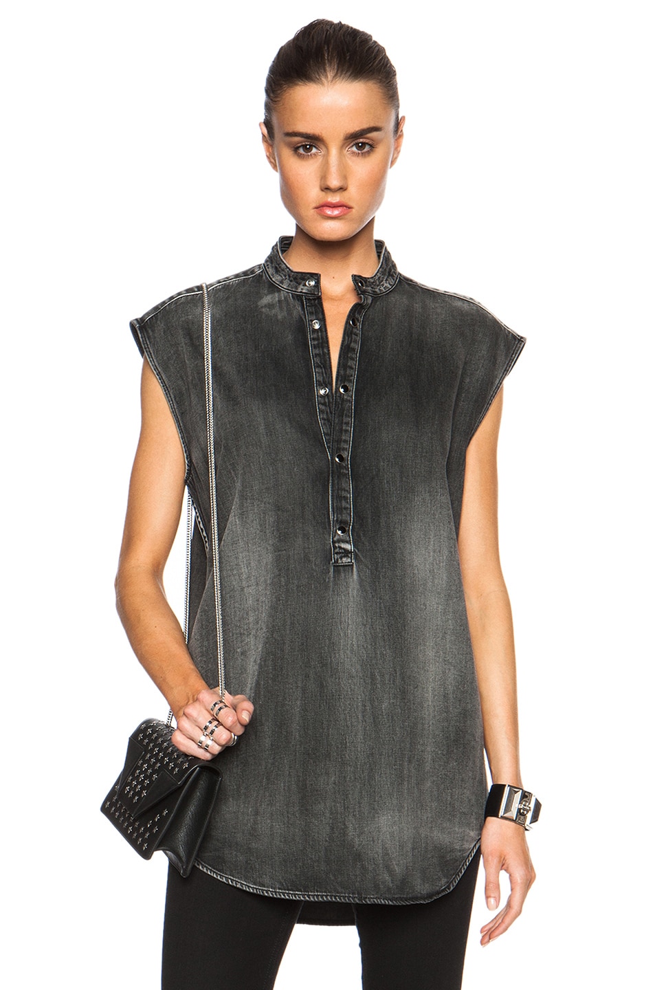 Image 1 of BLK DNM Sleeveless Jean Shirt 6 in Horatio Blue