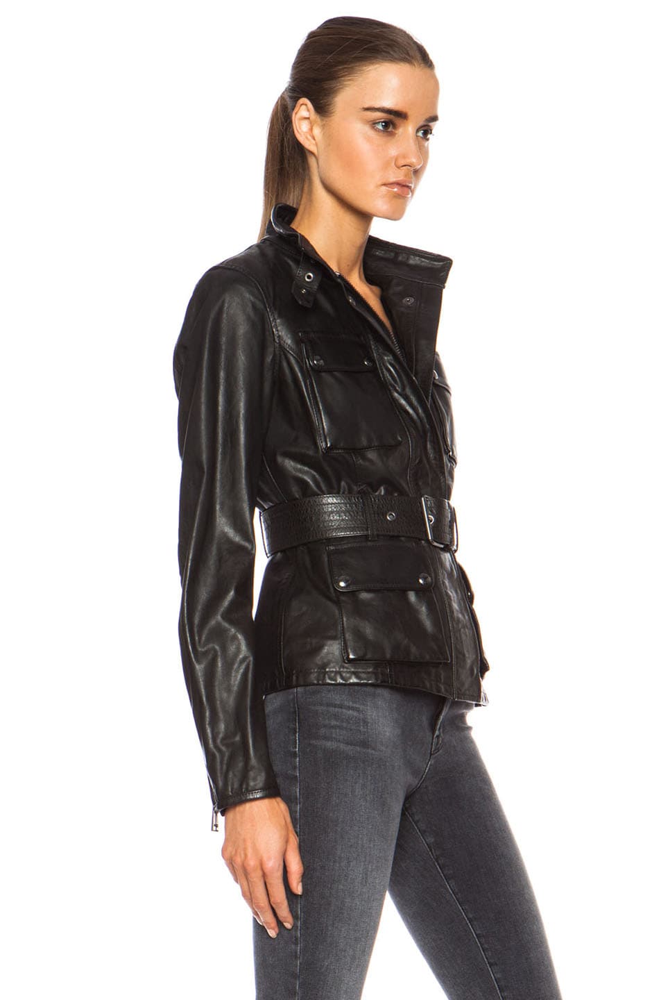 Belstaff Triumph Hand Waxed Leather Jacket In Black Fwrd