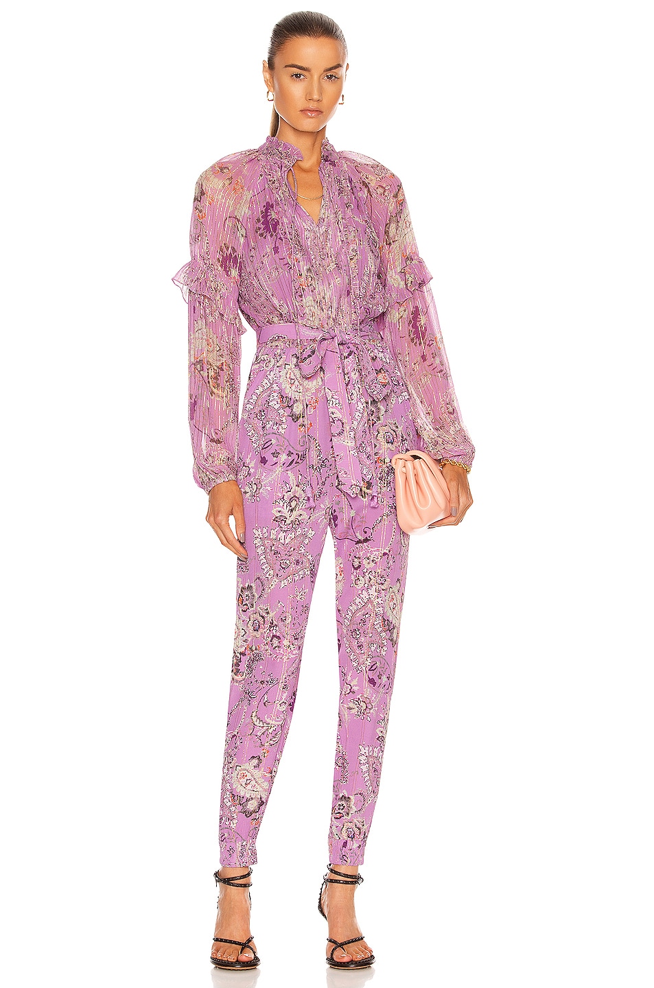 Image 1 of HEMANT AND NANDITA Mavi Belted Jumpsuit in Orchid