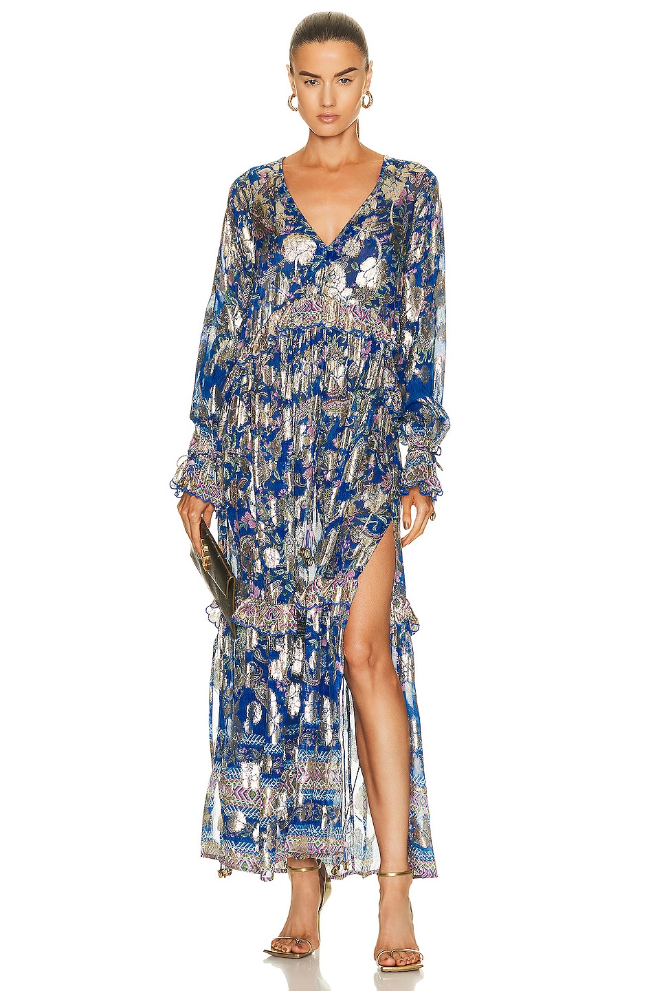 Amyra Slip Kaftan Dress in Blue