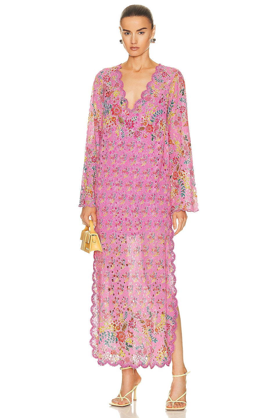 Image 1 of HEMANT AND NANDITA Fiora Kaftan Dress in Pink