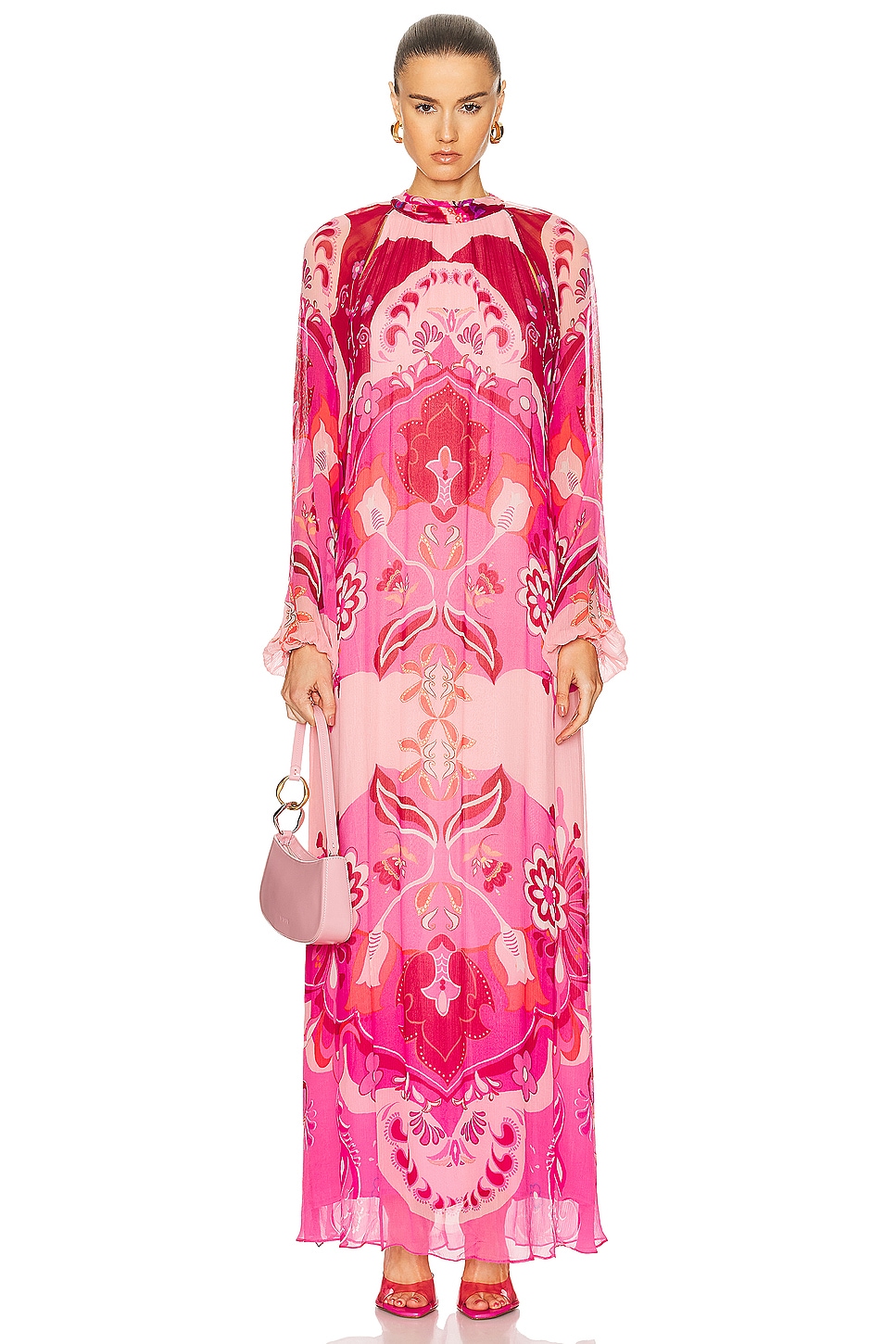 Image 1 of HEMANT AND NANDITA Malak Maxi Dress in Peach Pink