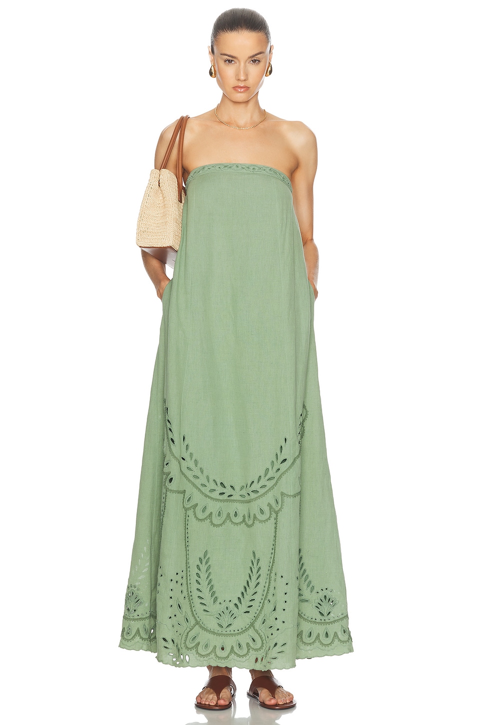 Image 1 of HEMANT AND NANDITA Alya Strapless Long Dress in Green