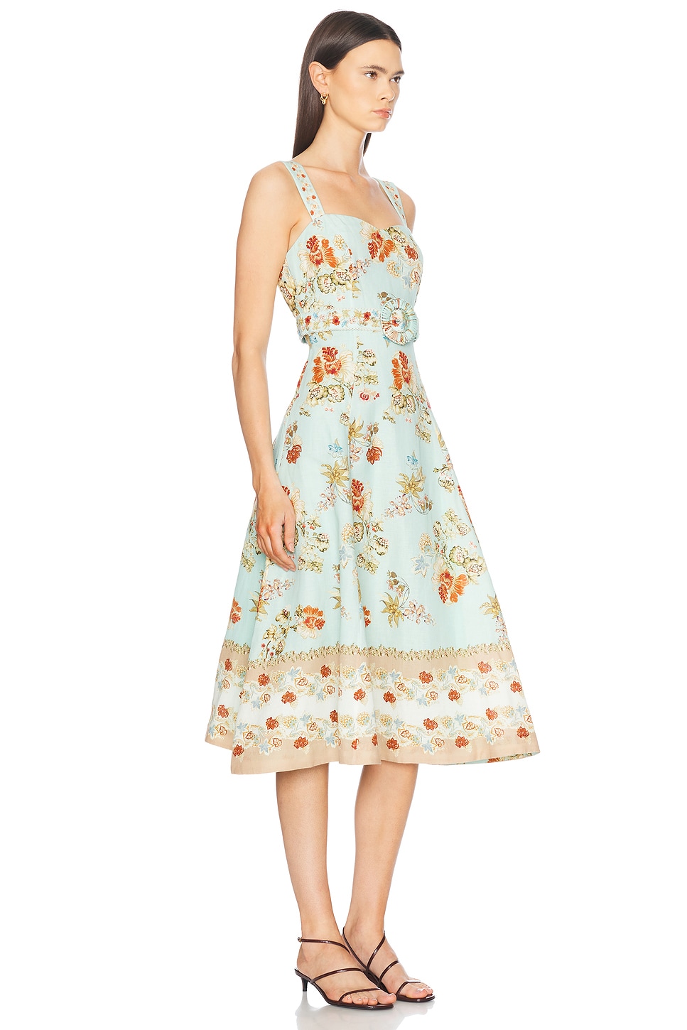 Hemant & Nandita Rohi Belt Longdress In Turquoise Mix