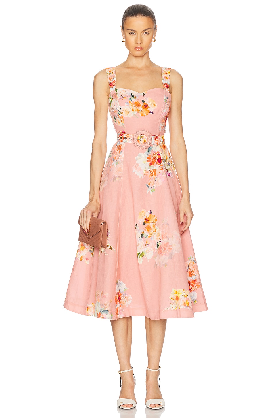 Saba Buckle Long Dress in Peach