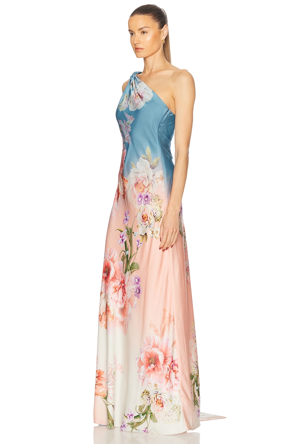 hemant & nandita kavi one-shoulder satin maxi dress Hemant and Nandita - One Shoulder Long Dress
