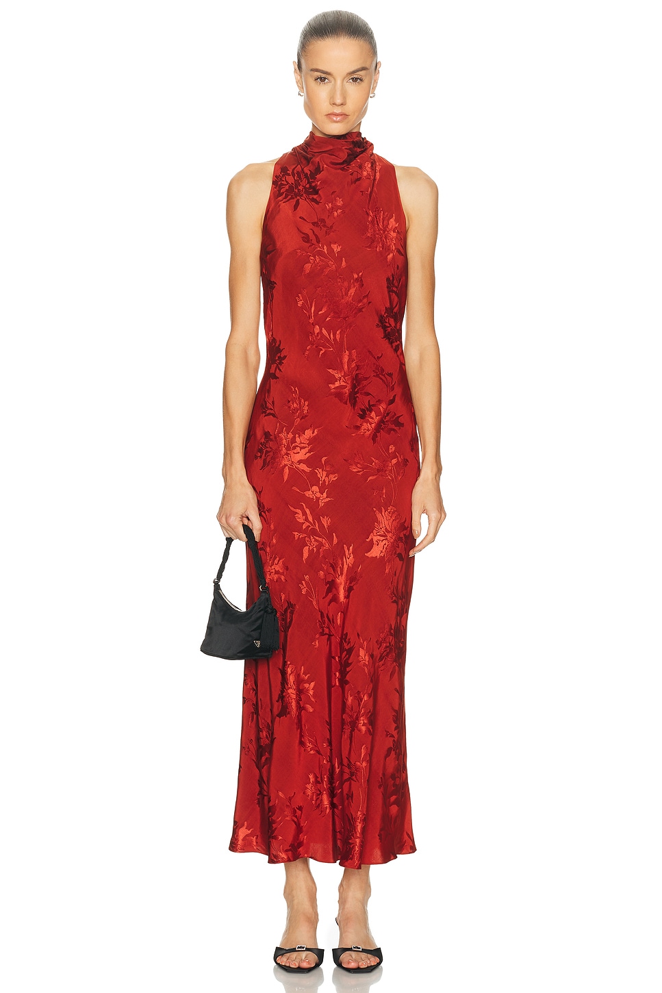 Image 1 of HEMANT AND NANDITA Cowl Midi Dress in Terracotta