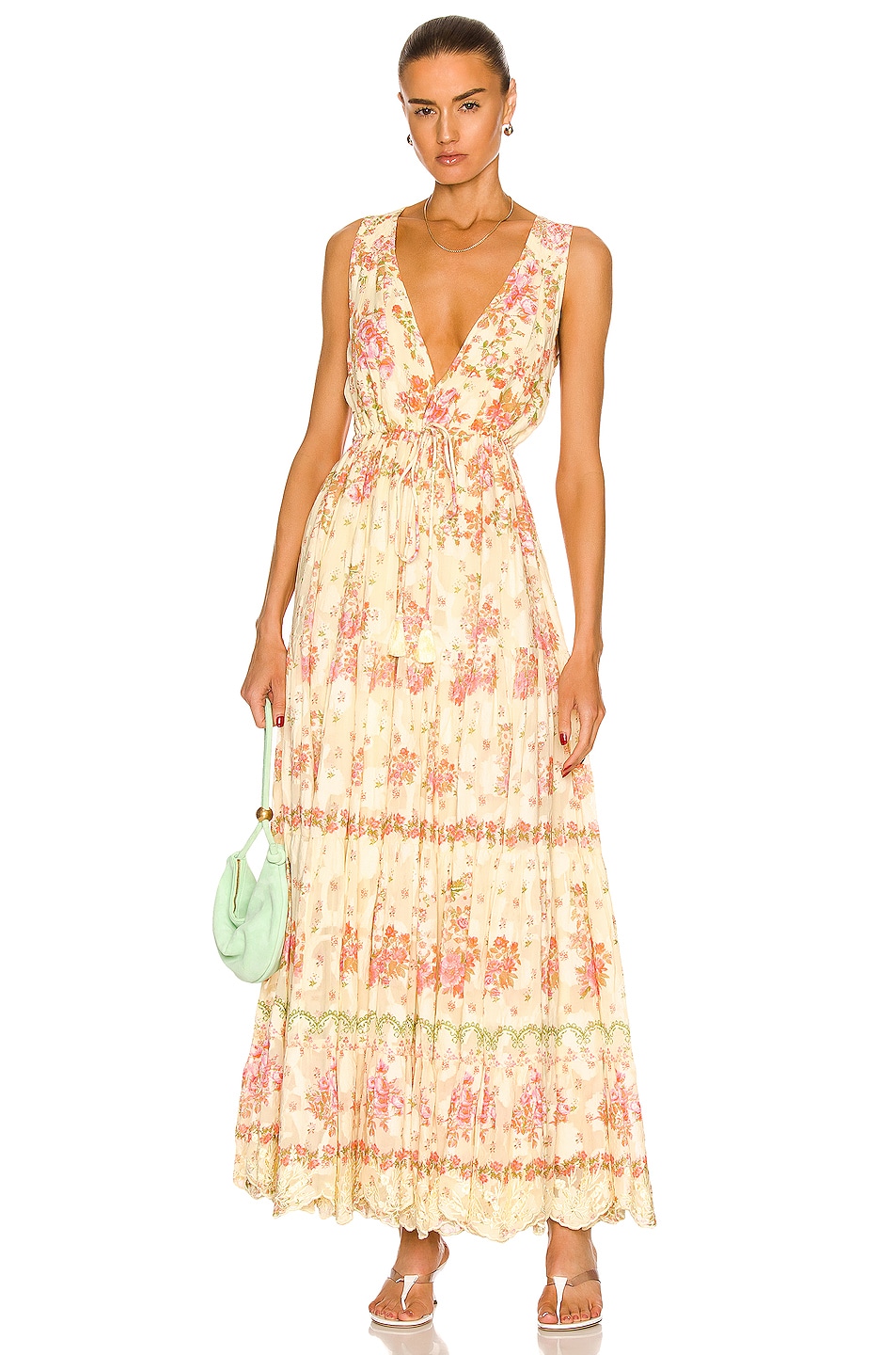 Image 1 of HEMANT AND NANDITA Livia Maxi Dress in Butter Yellow