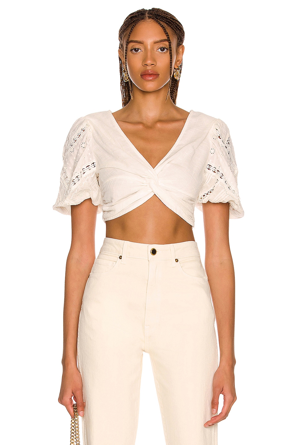 Image 1 of HEMANT AND NANDITA Ruby Crop Top in Off White