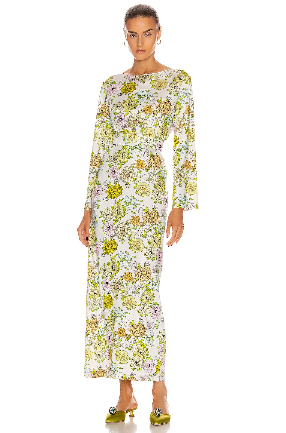 Image 1 of BERNADETTE Monica Jersey Dress in Daisy Love Ivory