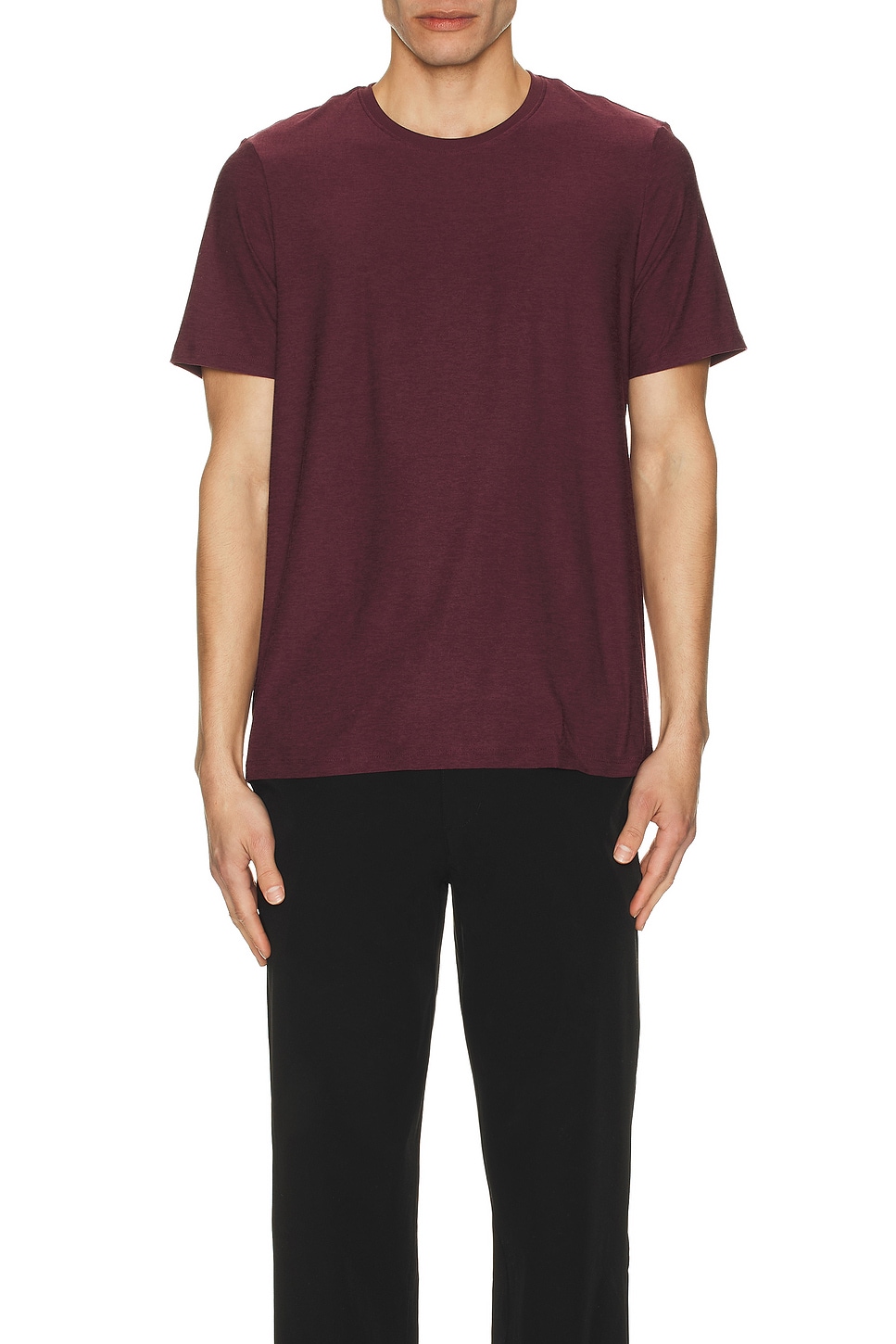 Image 1 of Beyond Yoga Always Beyond Crew Tee 2.0 in Midnight Burgundy Heather