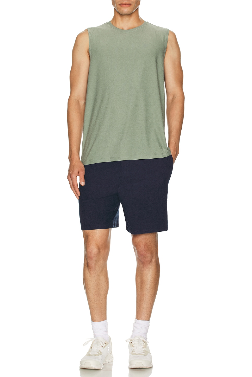 Image 1 of Beyond Yoga Featherweight Freeflo Muscle Tank in Grey Sage Heather