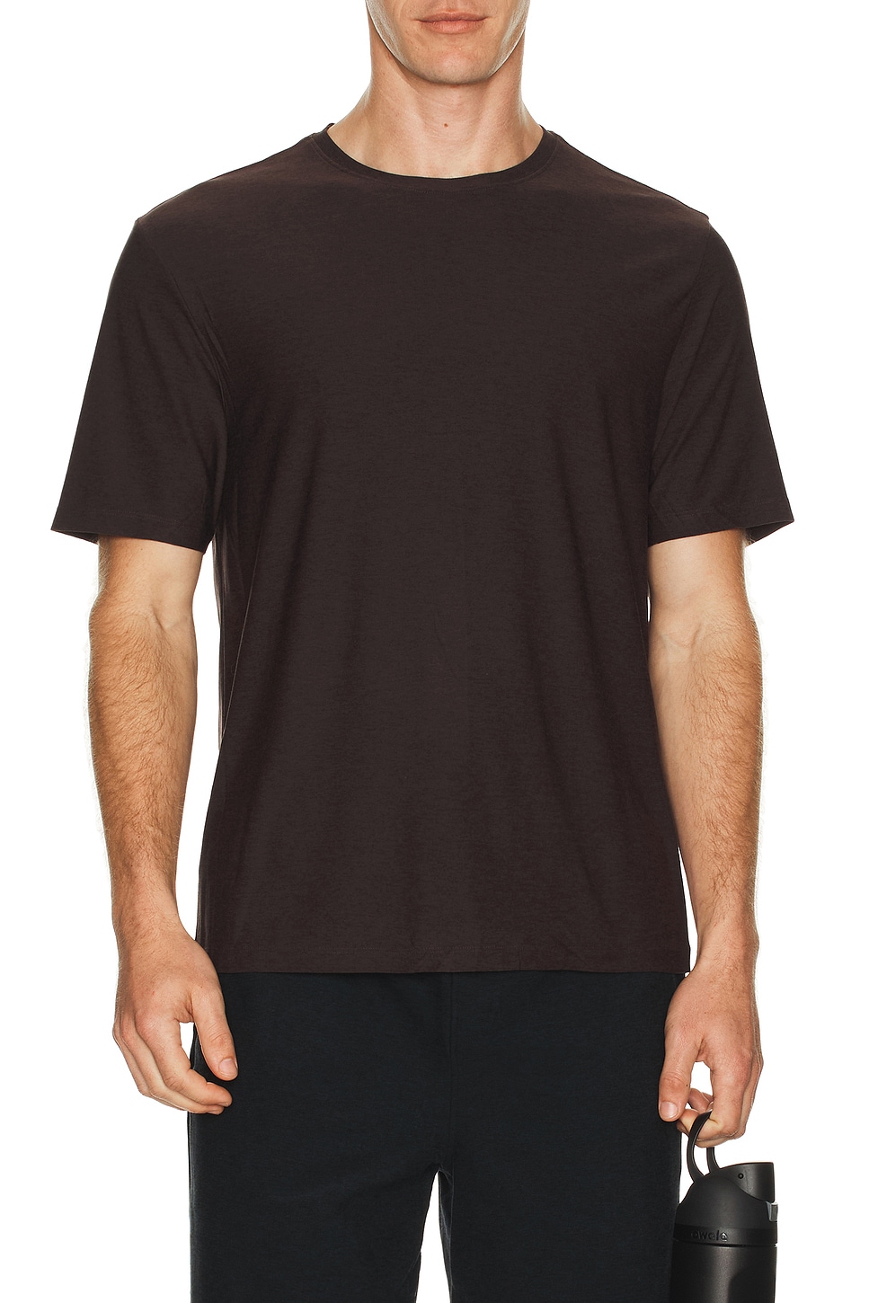 Image 1 of Beyond Yoga Featherweight Always Beyond Crew Tee 2.0 in Dark Chocolate Heather