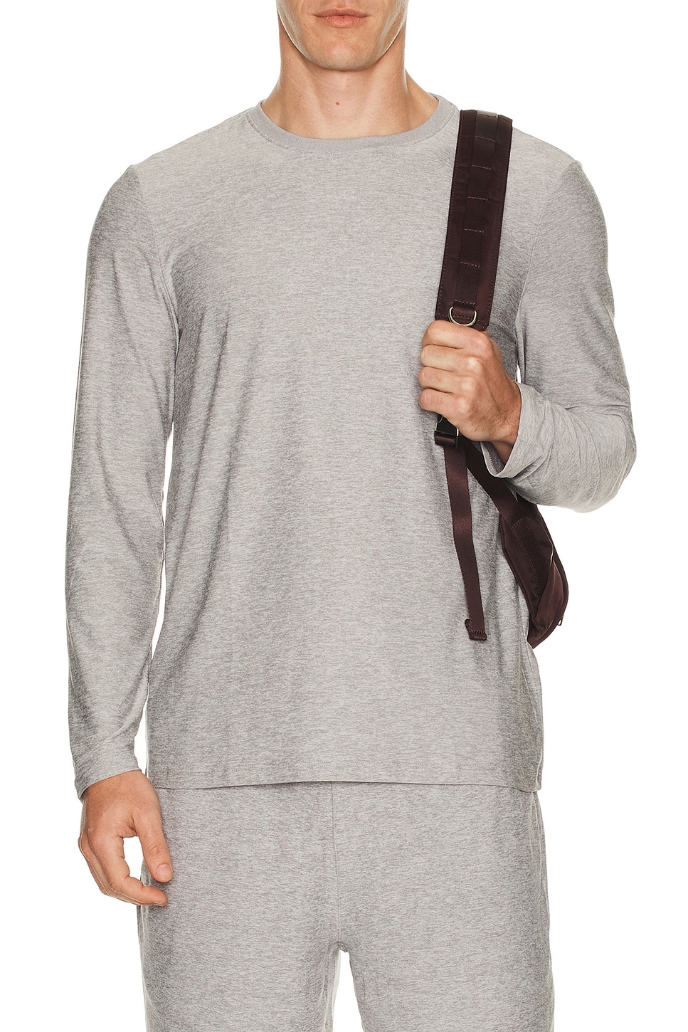 Image 1 of Beyond Yoga Featherweight Always Beyond Long Sleeve Crew 2.0 in Silver Mist