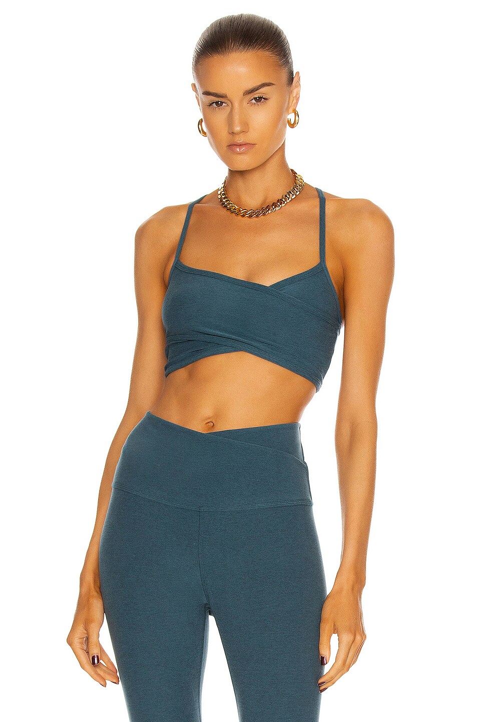 Image 1 of Beyond Yoga At Your Leisure Bra in Stellar Blue Heather