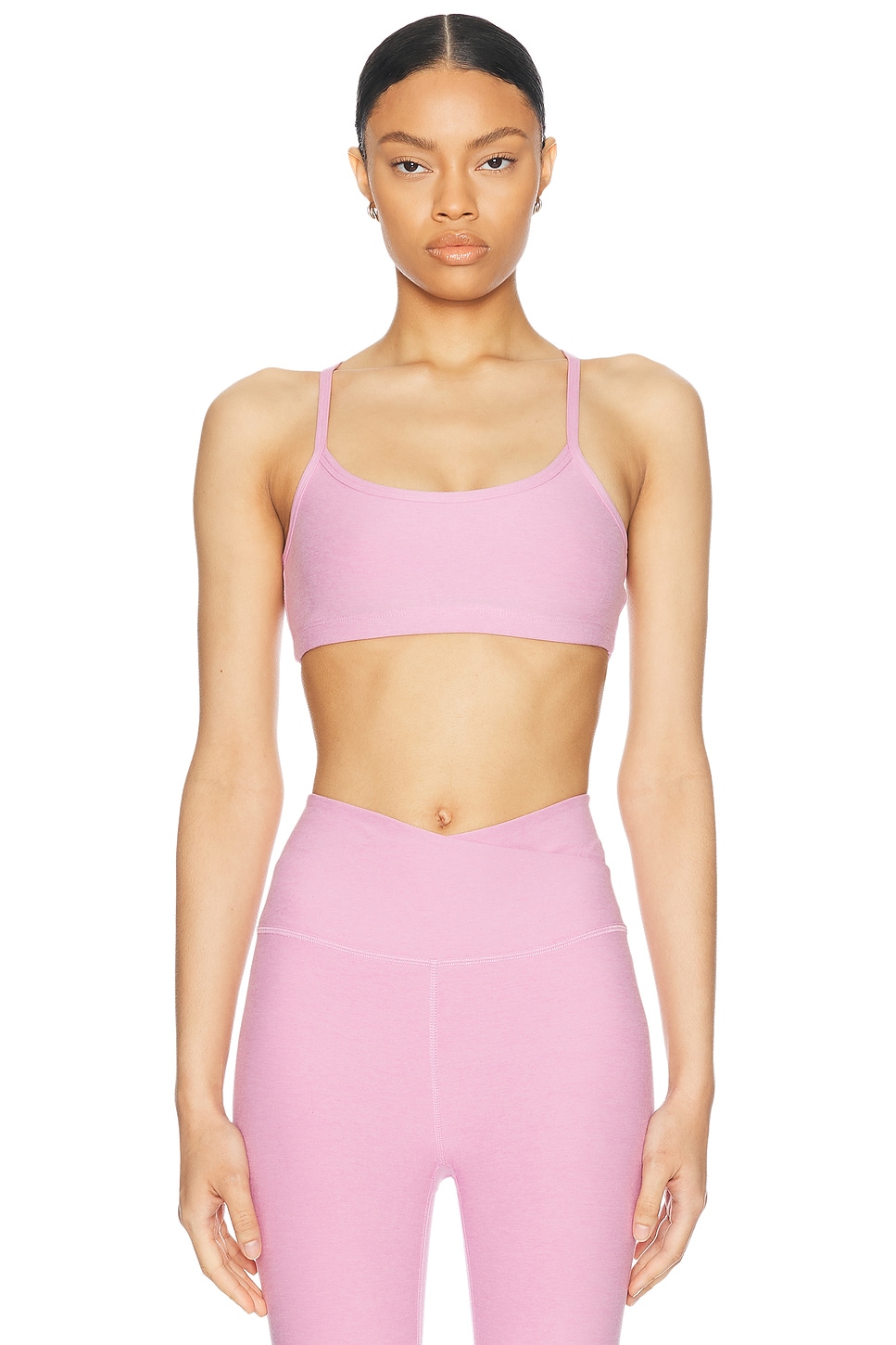 Image 1 of Beyond Yoga Spacedye Slim Racerback Bra in Pink Haze Heather