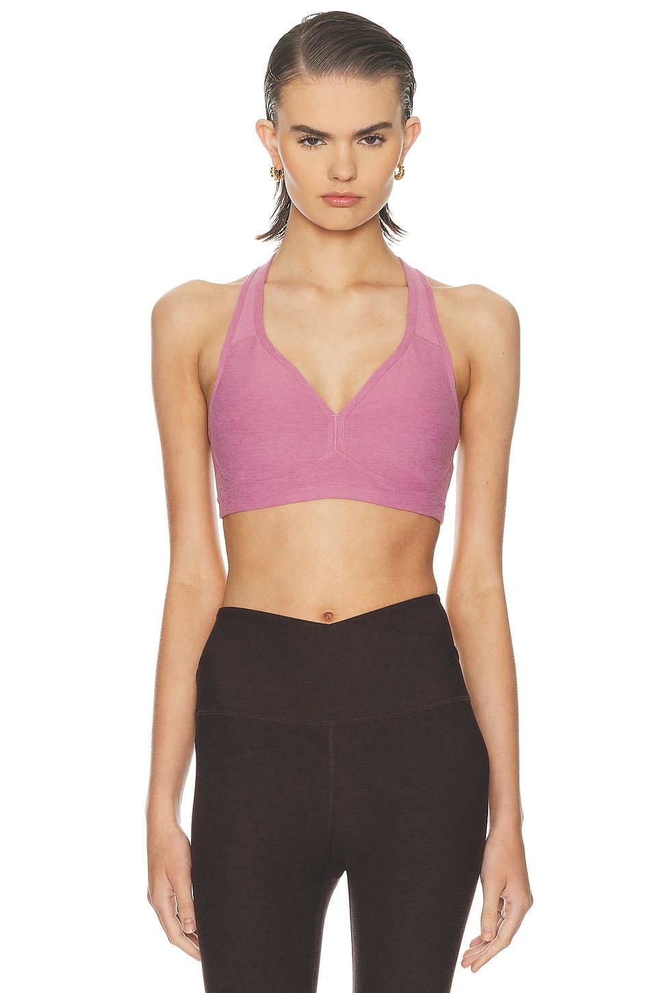 Image 1 of Beyond Yoga Spacedye Lift Your Spirits Bra in Orchid Blossom Heather