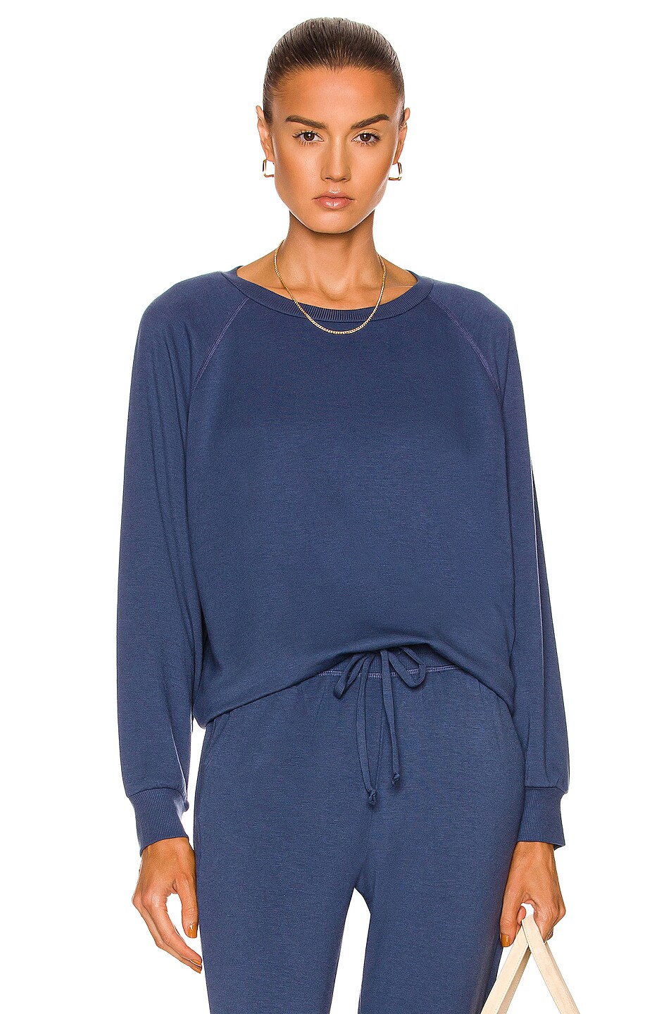 Image 1 of Beyond Yoga Cozy Fleece Saturday Oversized Pullover Top in Mineral Blue
