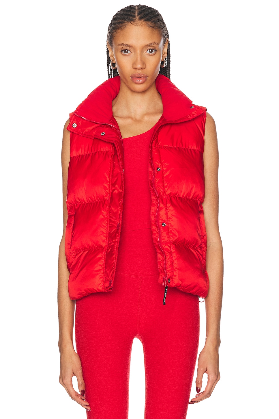 Image 1 of Beyond Yoga Big Cozy Puffer Vest in Ruby Red