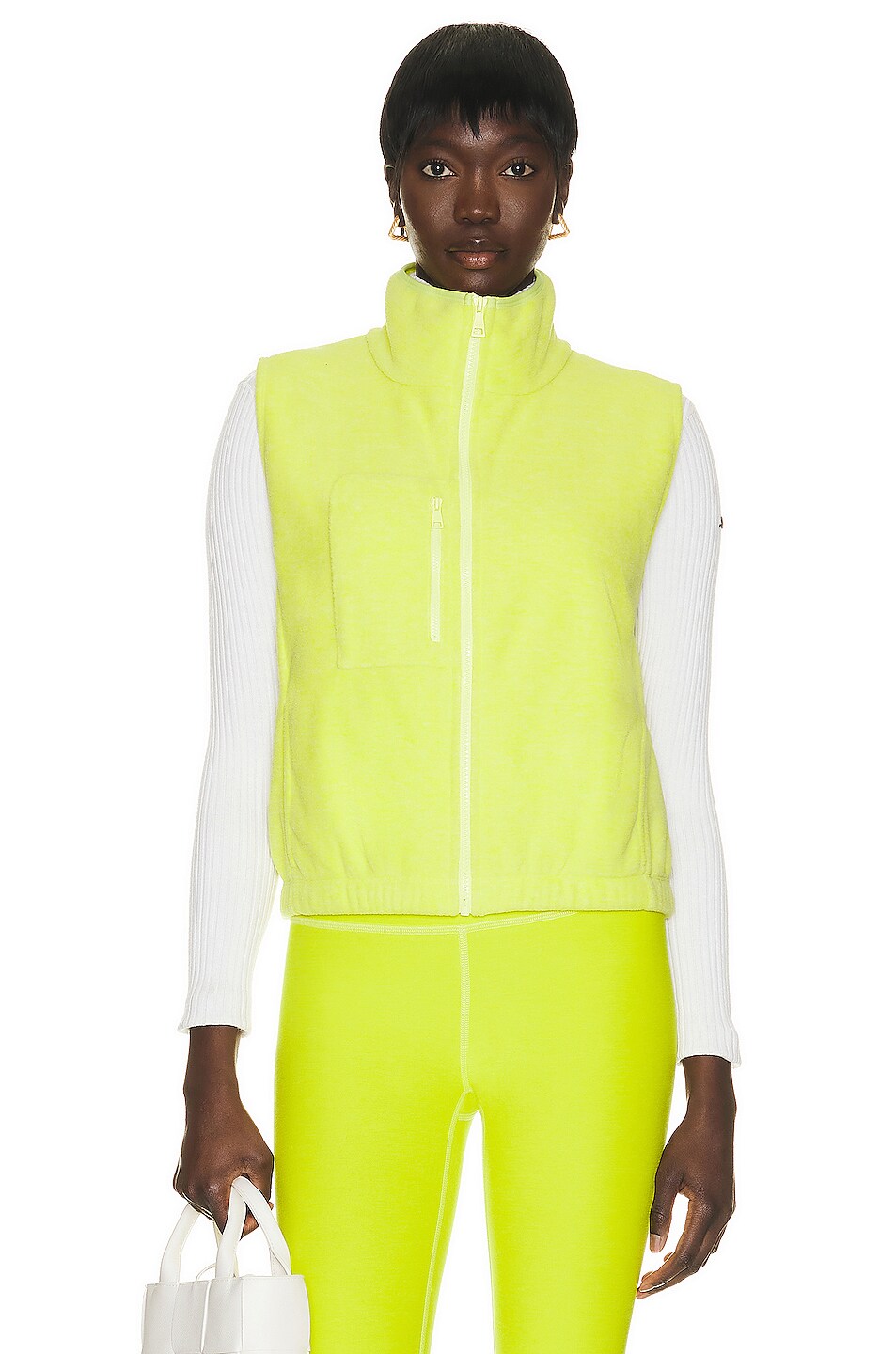 Image 1 of Beyond Yoga Morning Walk Vest in True Nocturnal Chartreuse