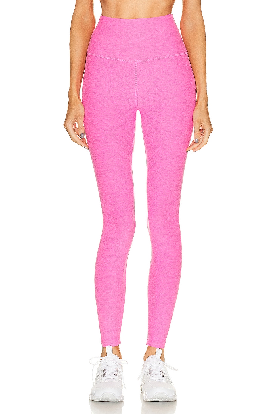 Image 1 of Beyond Yoga Spacedye Caught in the Midi High Waisted Legging in Pink Hype Heather