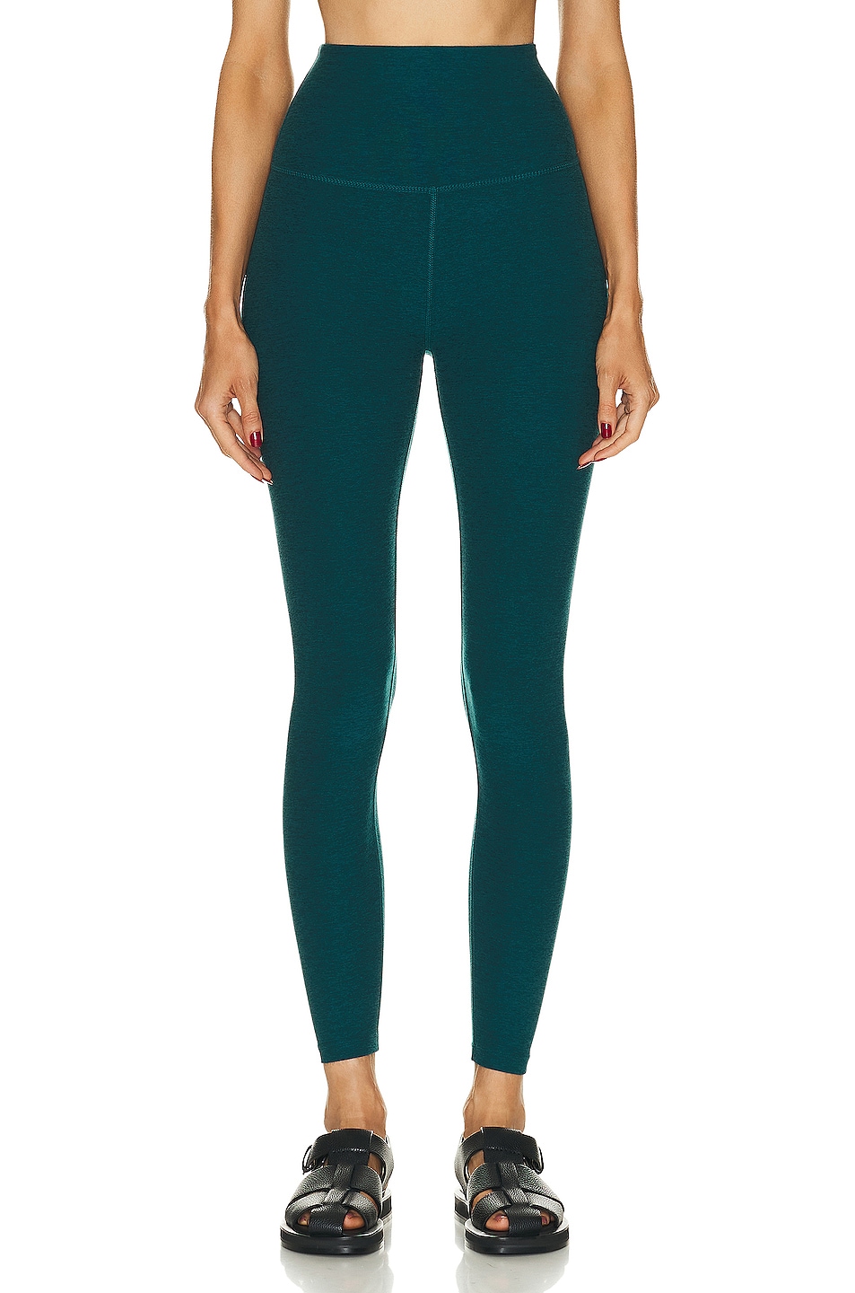 Image 1 of Beyond Yoga Spacedye Caught In The Midi High Waisted Legging in Lunar Teal Heather