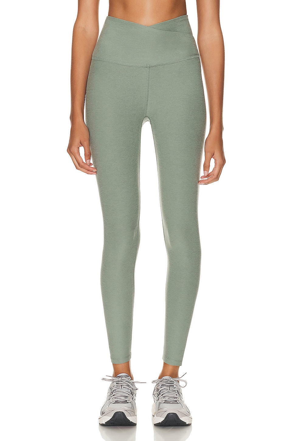 Image 1 of Beyond Yoga Spacedye At Your Leisure High Waisted Midi Legging in Grey Sage Heather
