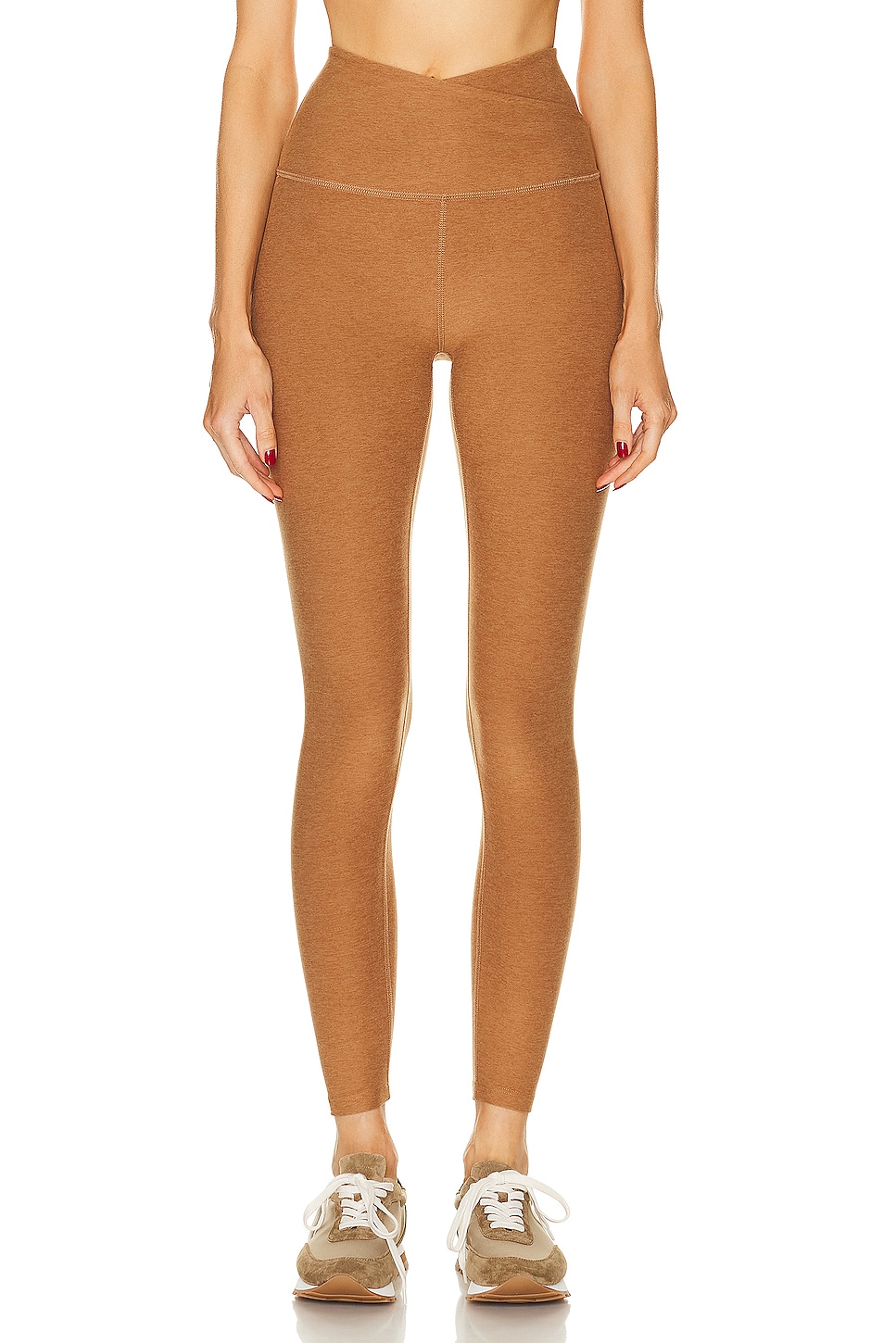 Image 1 of Beyond Yoga Spacedye At Your Leisure High Waisted Midi Legging in Caramel Toffee Heather
