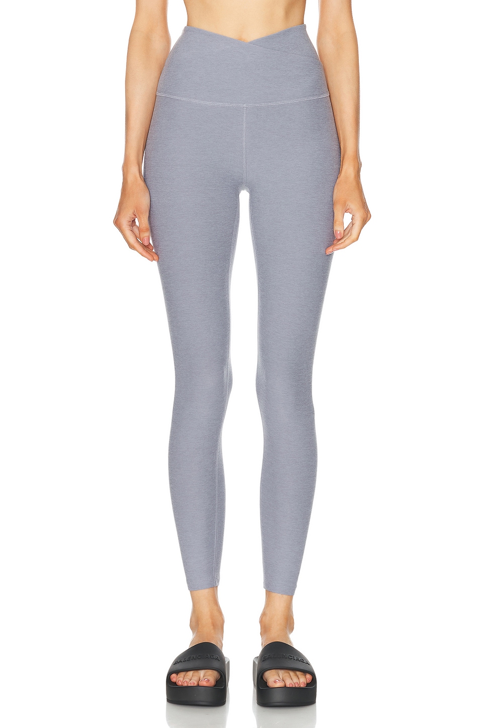 Image 1 of Beyond Yoga Spacedye At Your Leisure High Waisted Midi Legging in Cloud Gray Heather