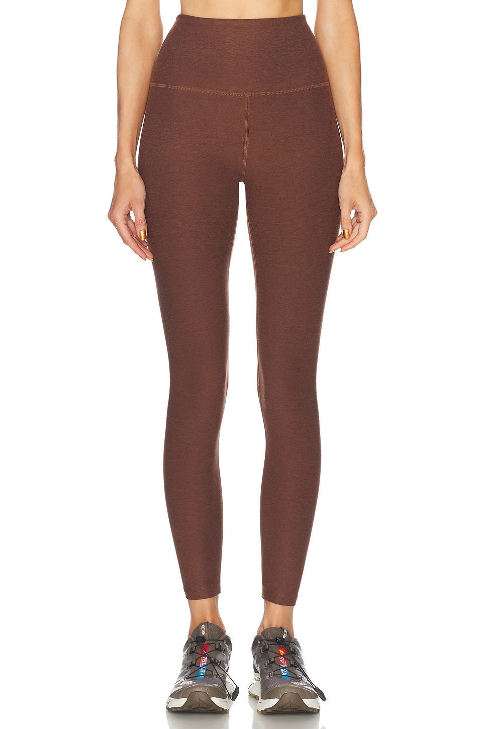 Image 1 of Beyond Yoga Spacedye Caught in The Midi High Waisted Legging in Bold Mocha Heather