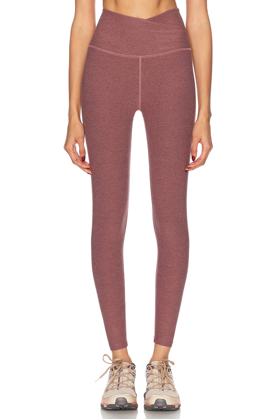 Image 1 of Beyond Yoga Spacedye At Your Leisure High Waisted Midi Legging in Rose Brush Heather