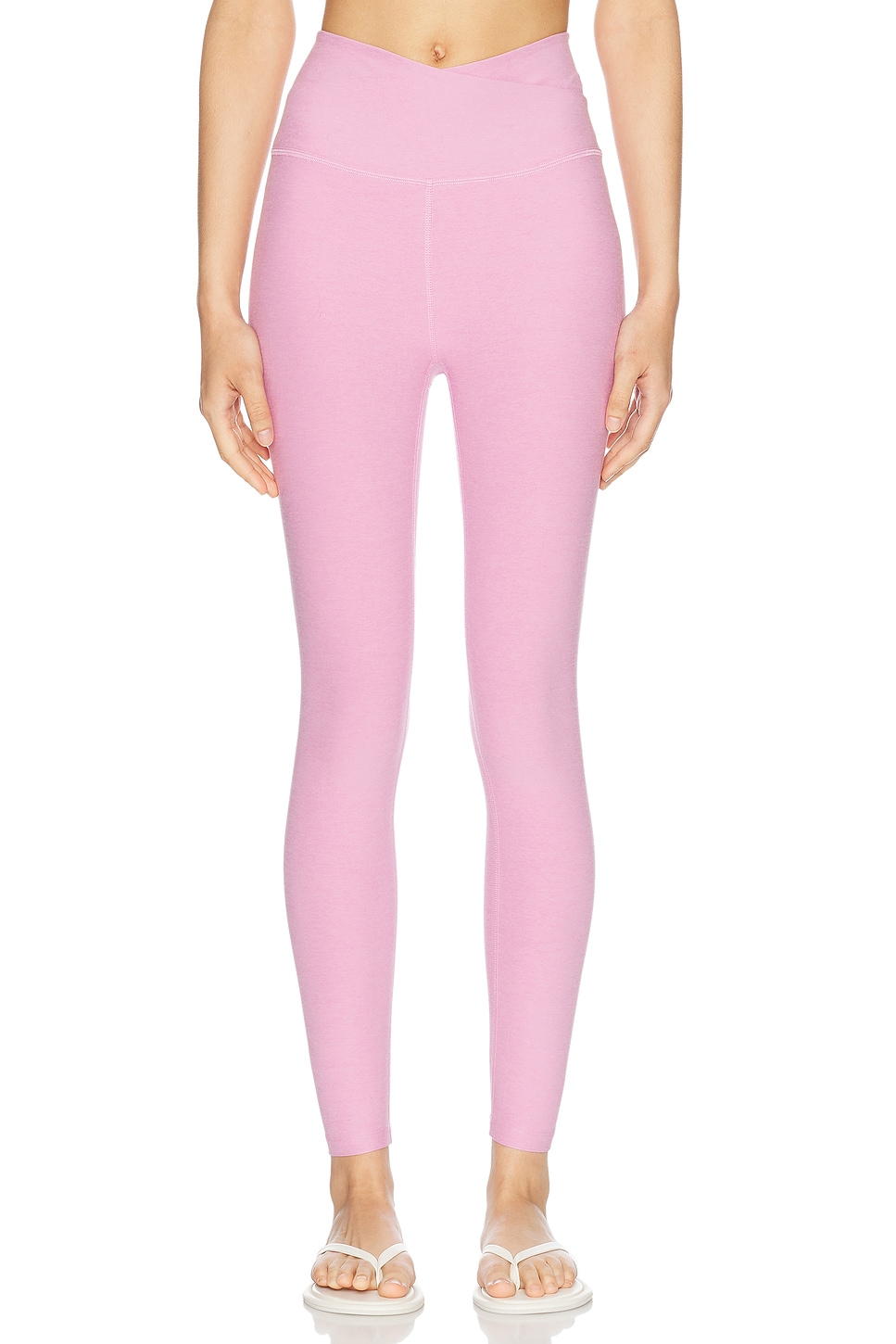 Image 1 of Beyond Yoga Spacedye At Your Leisure High Waisted Midi Legging in Pink Haze Heather