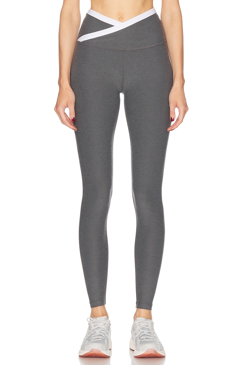 Spacedye Outlines High Waisted Midi Legging in Grey