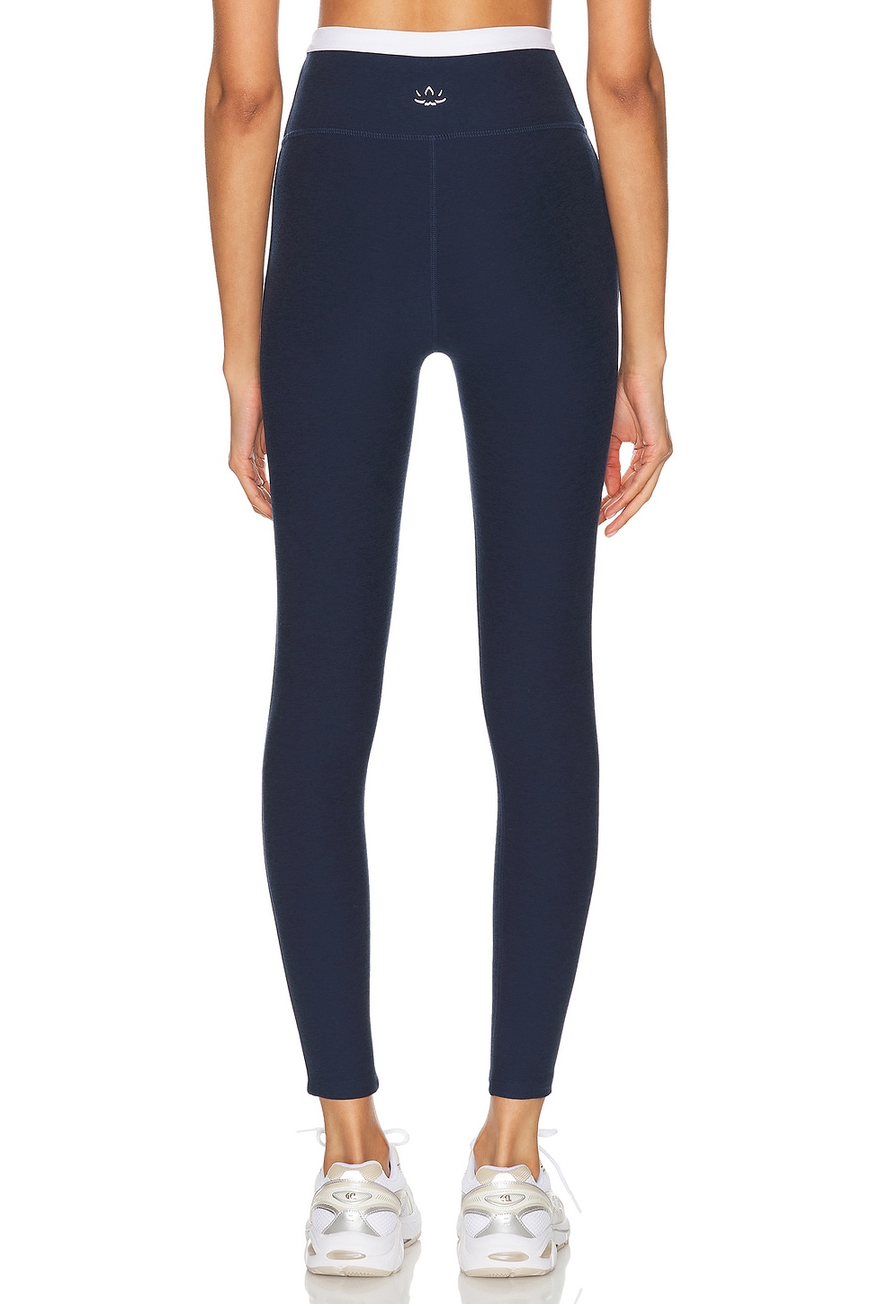 Image 5 of Beyond Yoga Spacedye Trophy High Waisted Midi Legging in Nocturnal Navy & Cloud White