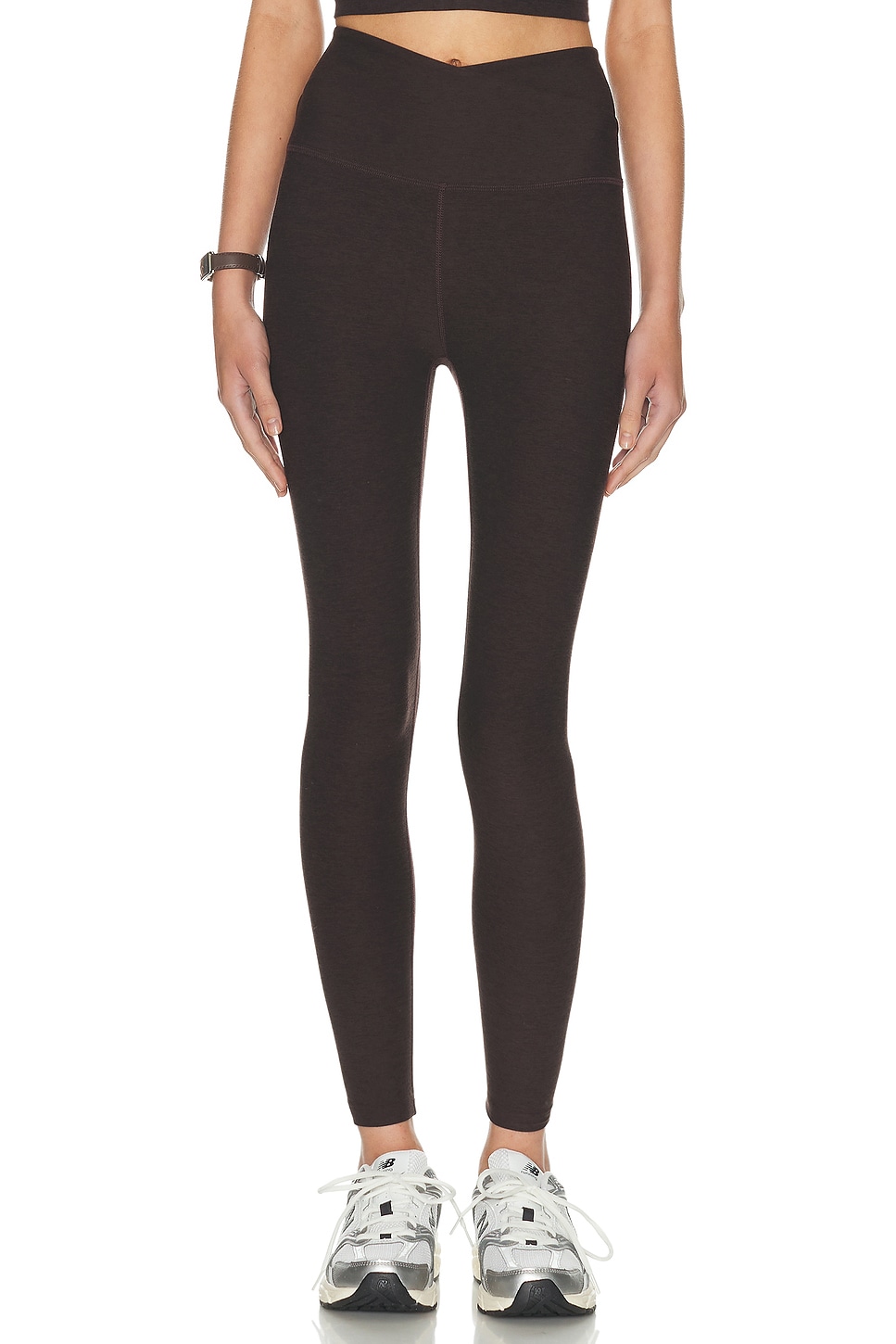 Image 1 of Beyond Yoga Spacedye At Your Leisure High Waisted Midi Legging in Dark Chocolate Heather