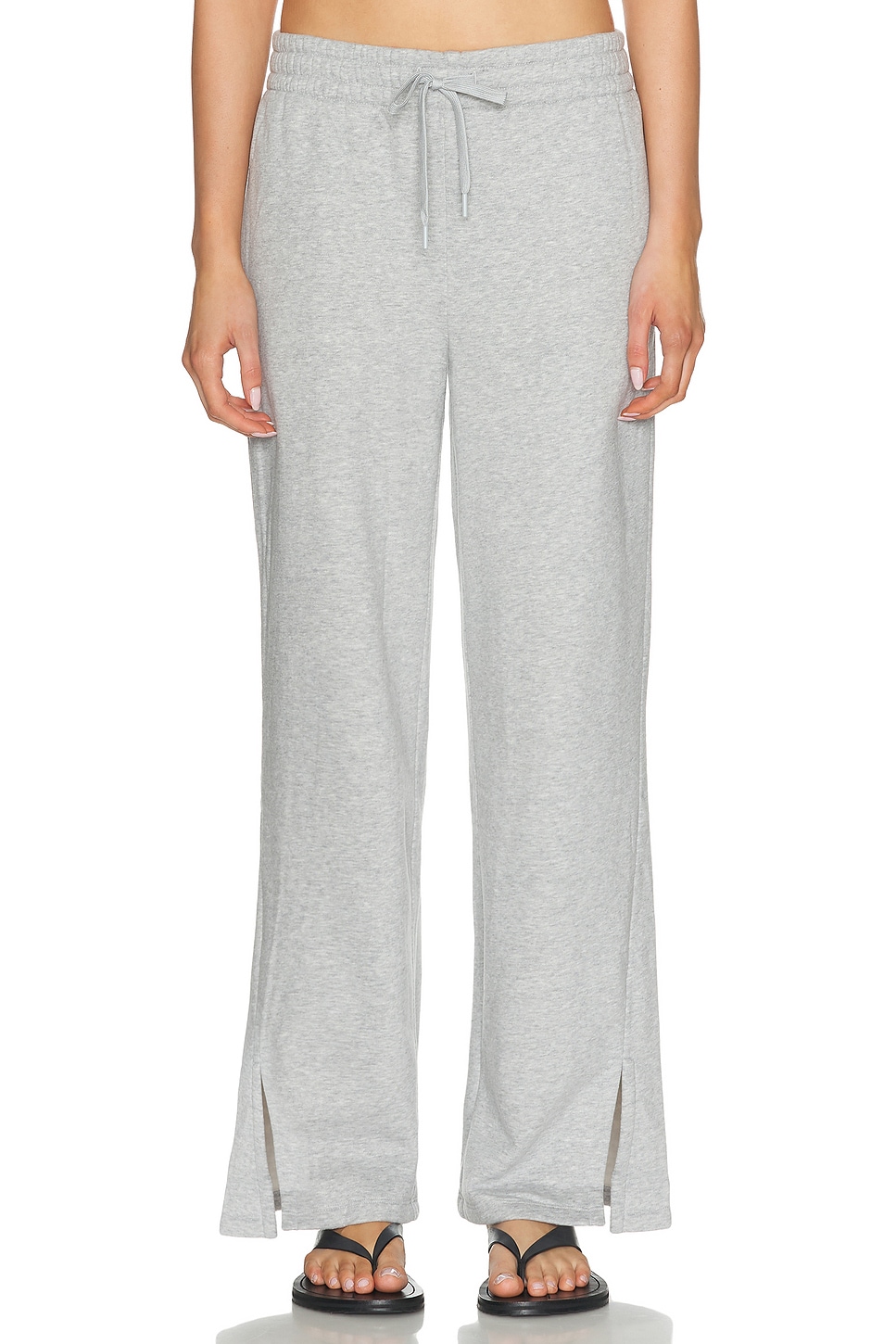 Image 1 of Beyond Yoga Luxefleece Tranquil Slit Wide Leg Pant in Light Heather Gray