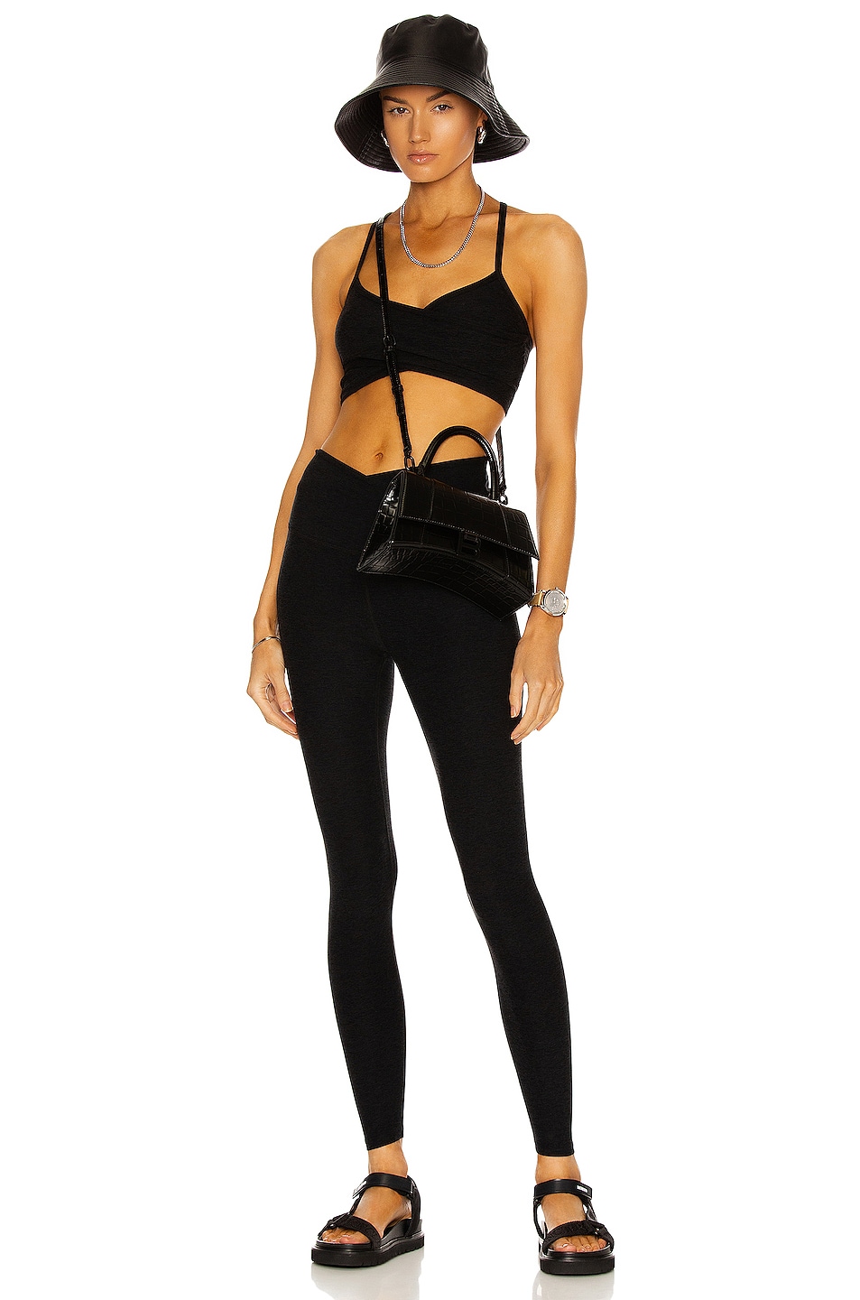 Designer Leggings for Women Printed, Black, Leather