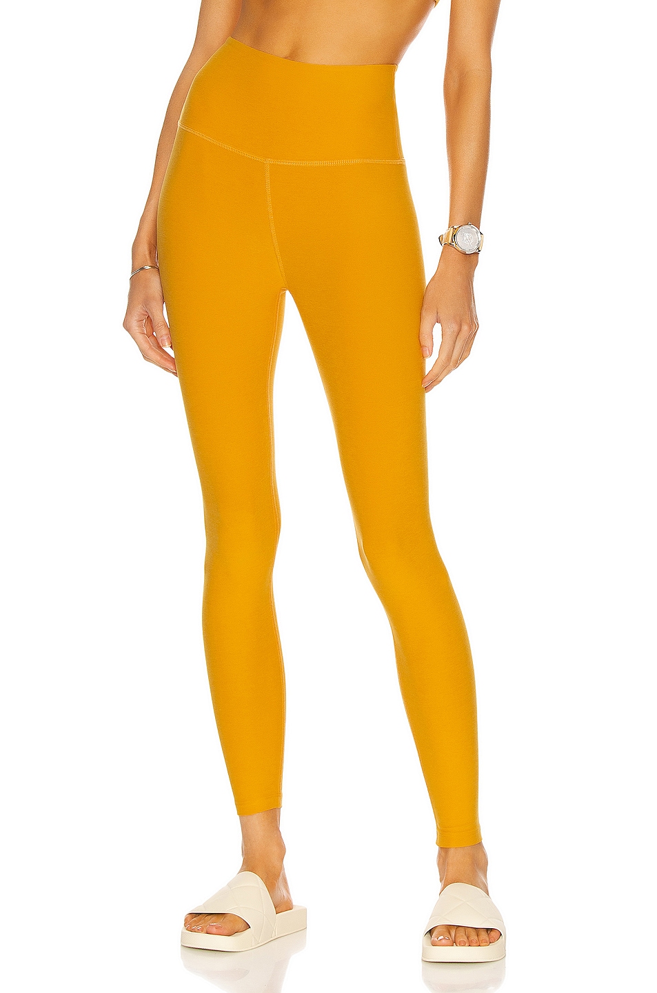 Image 1 of Beyond Yoga Spacedye Caught in the Midi High Waisted Legging in Sunny Citrine Solid
